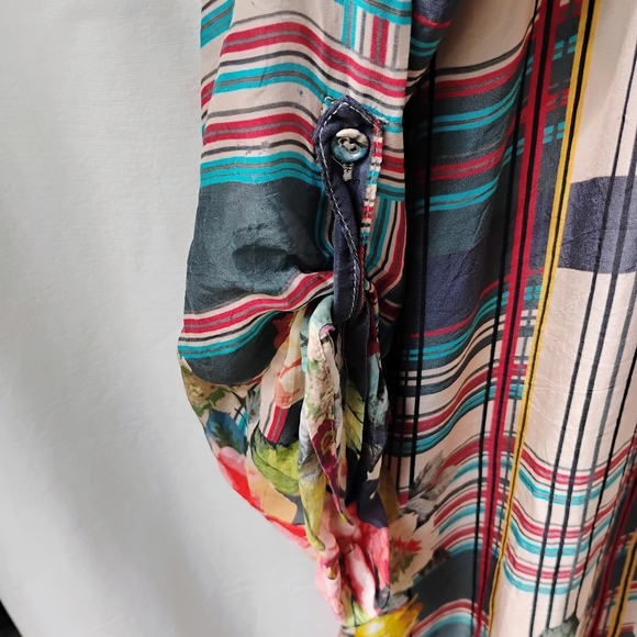 Johnny Was Multicolor Plaid Button Front Blouse - Picture 3 of 4